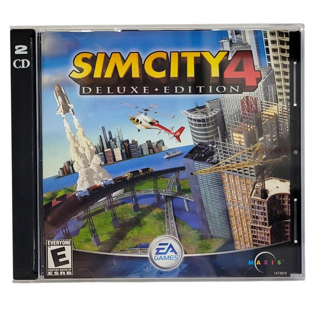 VTG 2000s SimCity 4 Deluxe Edition PC CD-ROM‎ Game EA 2003 2-Disc Set Rated E